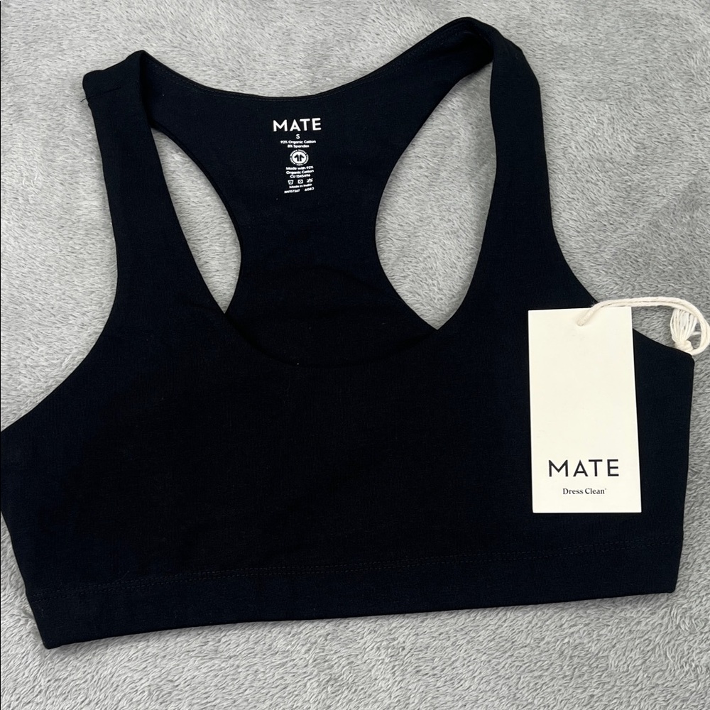 NEW MATE the Label‎ S Organic Cotton Black Racerback Bra